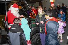 Santa greets children